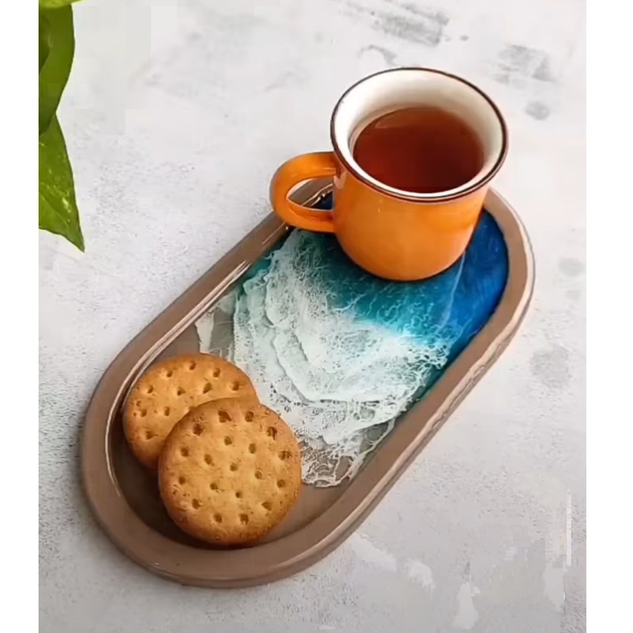 سینی بیضی رزینی طرح دریا