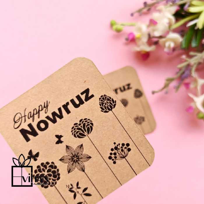 کارت تبریک نوروزی کرافت پشت ساده تک برگ بسته 12 تائی 16