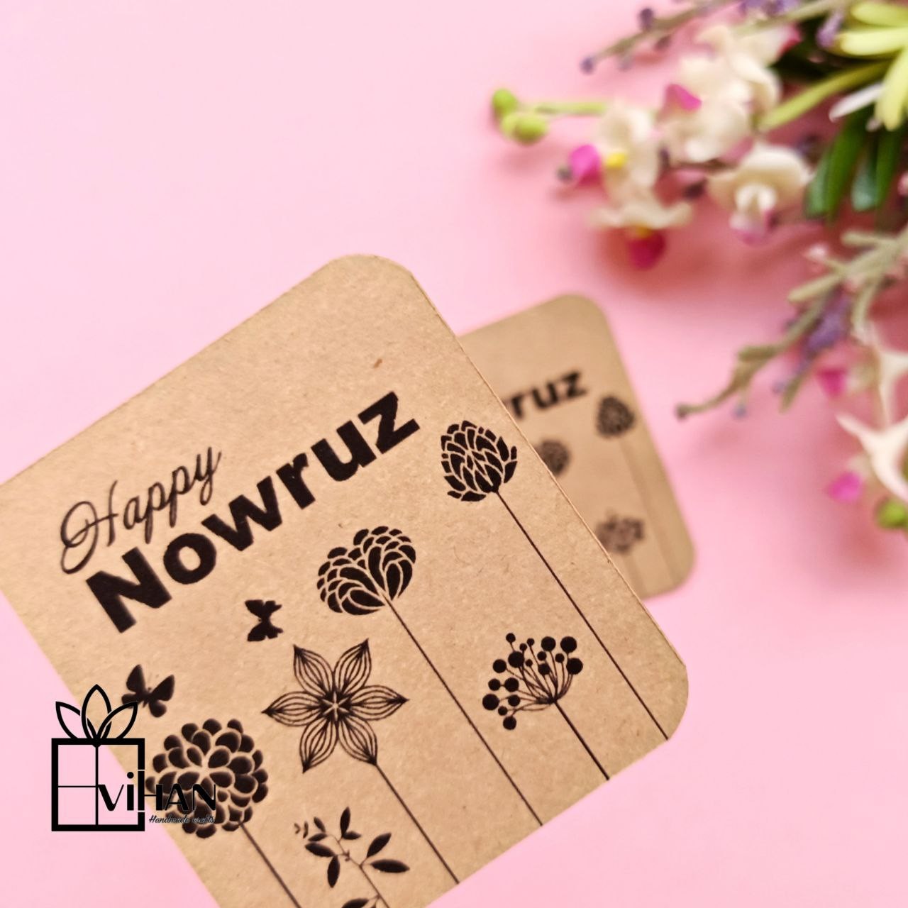 کارت تبریک نوروزی کرافت پشت ساده تک برگ بسته 12 تائی 16