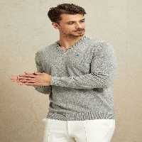 پلیور خاکستری مردانه BORG V NECK &#039;S روشن اسمایل SMILE