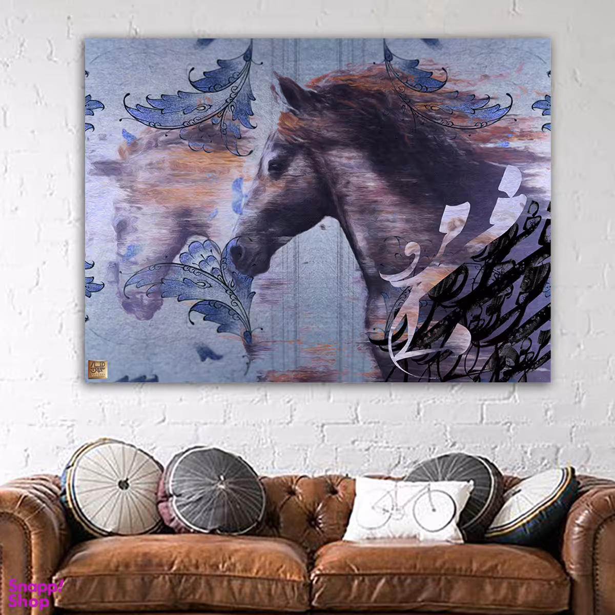 تابلو بوم نقاشی خط چارگوش طرح خوش خرامان می‌ روی مدل 2826