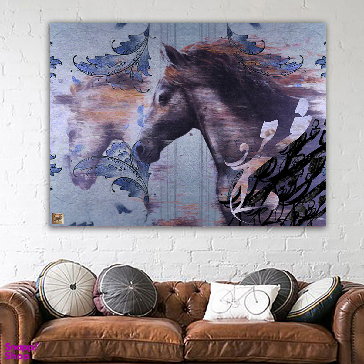 تابلو بوم نقاشی خط چارگوش طرح خوش خرامان می روی مدل 2826