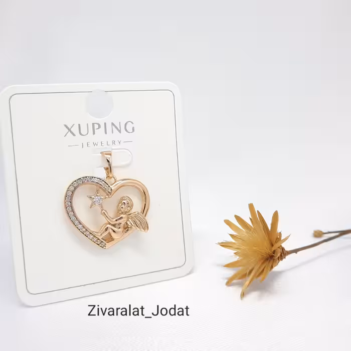 مدال ژوپینگ نگین دار طرح قلب وفرشته  کد M18