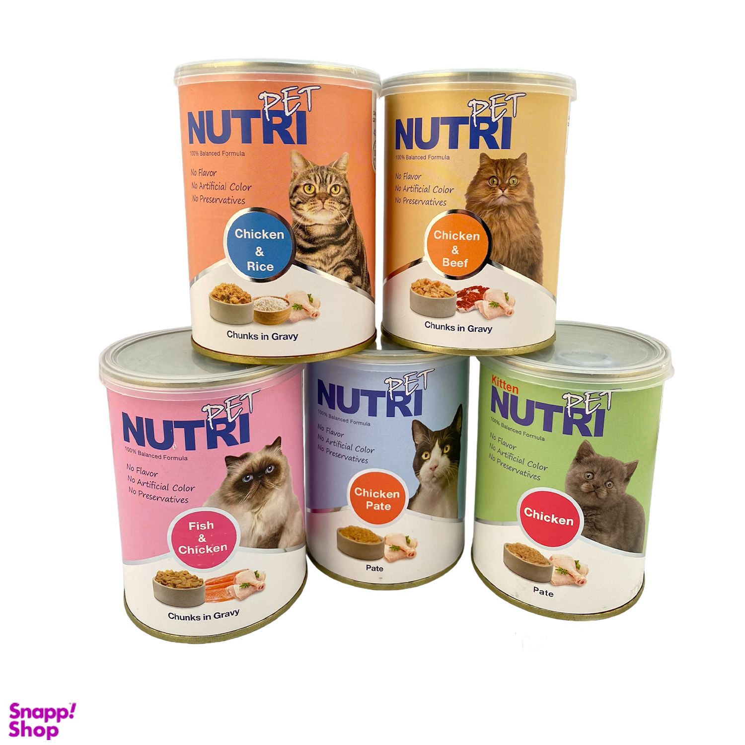 کنسرو غذای گربه مدل پنج طعم وزن 2125 گرم مجموعه 5 عددی