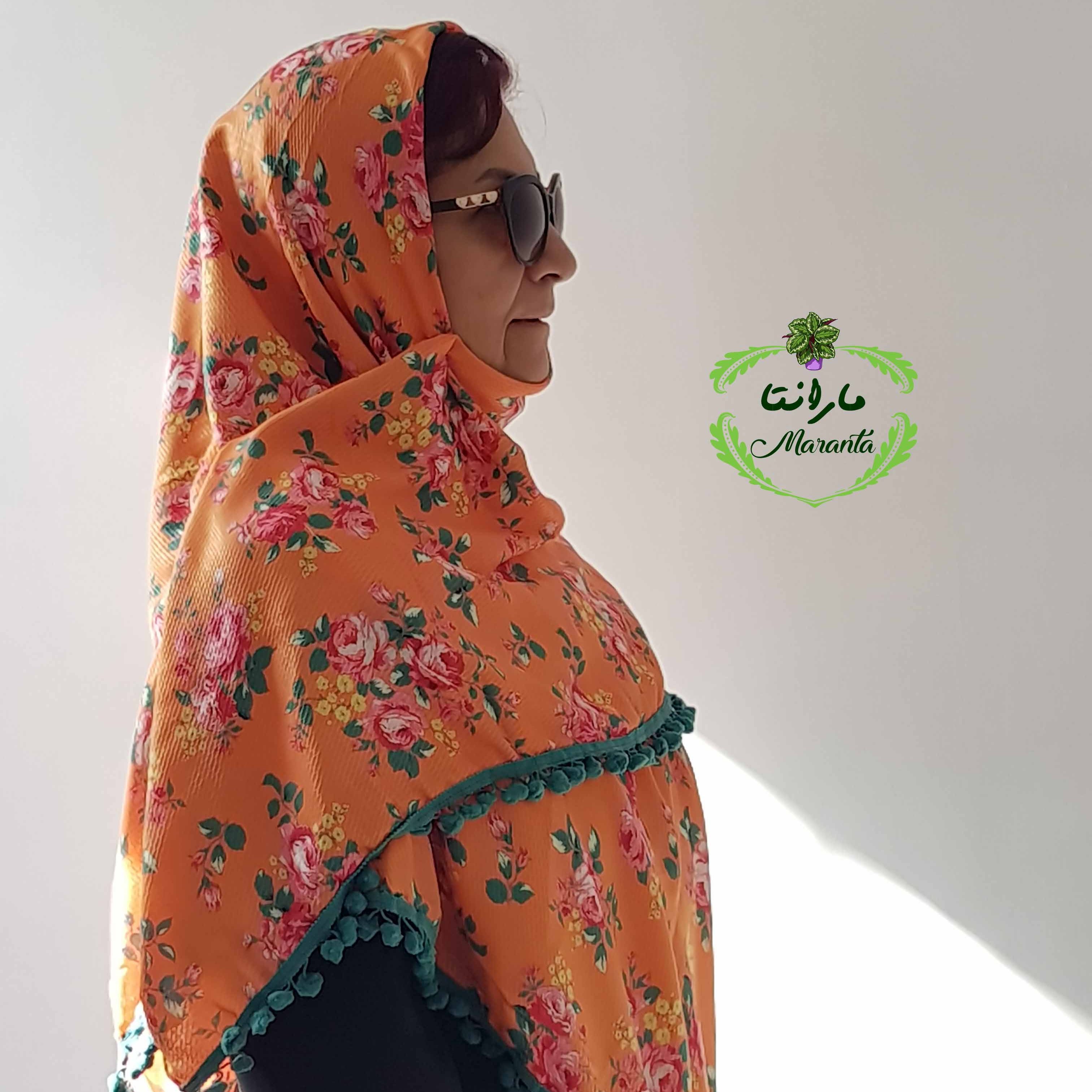 روسری کد 111 طرح ترکمن نارنجی 130 در 130