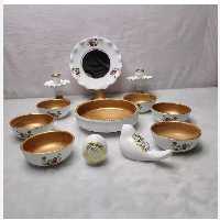 ست هفتسین با کاسه های  سفالی گل سرخ نوستالژی (پس کرایه)