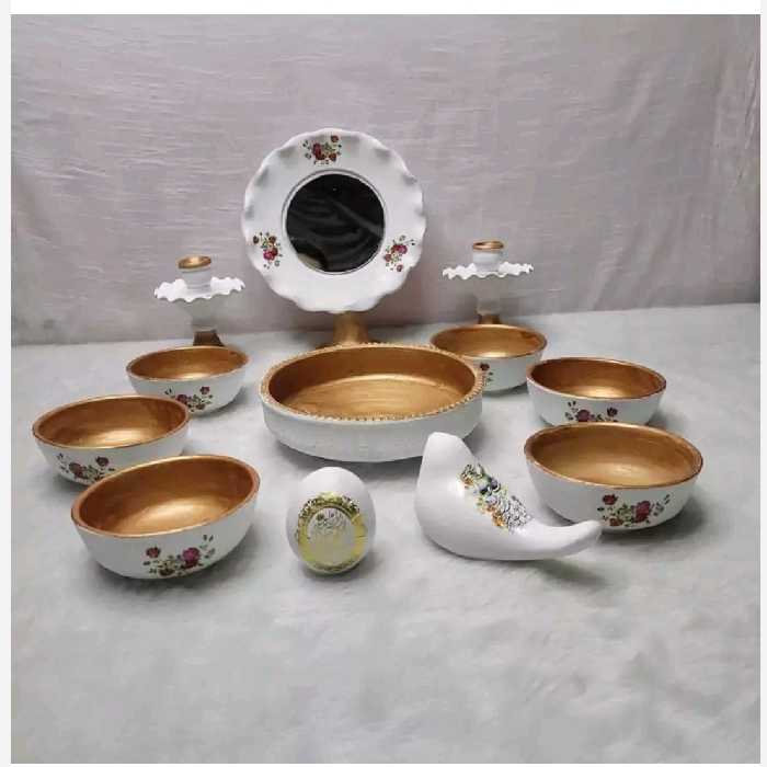 ست هفتسین با کاسه های  سفالی گل سرخ نوستالژی (پس کرایه)