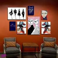 تابلو شاسی بکلیت طرح نقاشی مدرن سبک کوبیسم مدل SH-1828 مجموعه 7 عددی