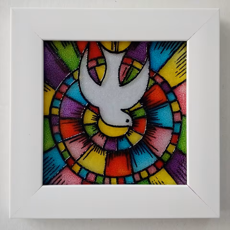 تابلو ویترای طرح پرنده صلح