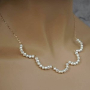 گردنبند مروارید با زنجیر استیل