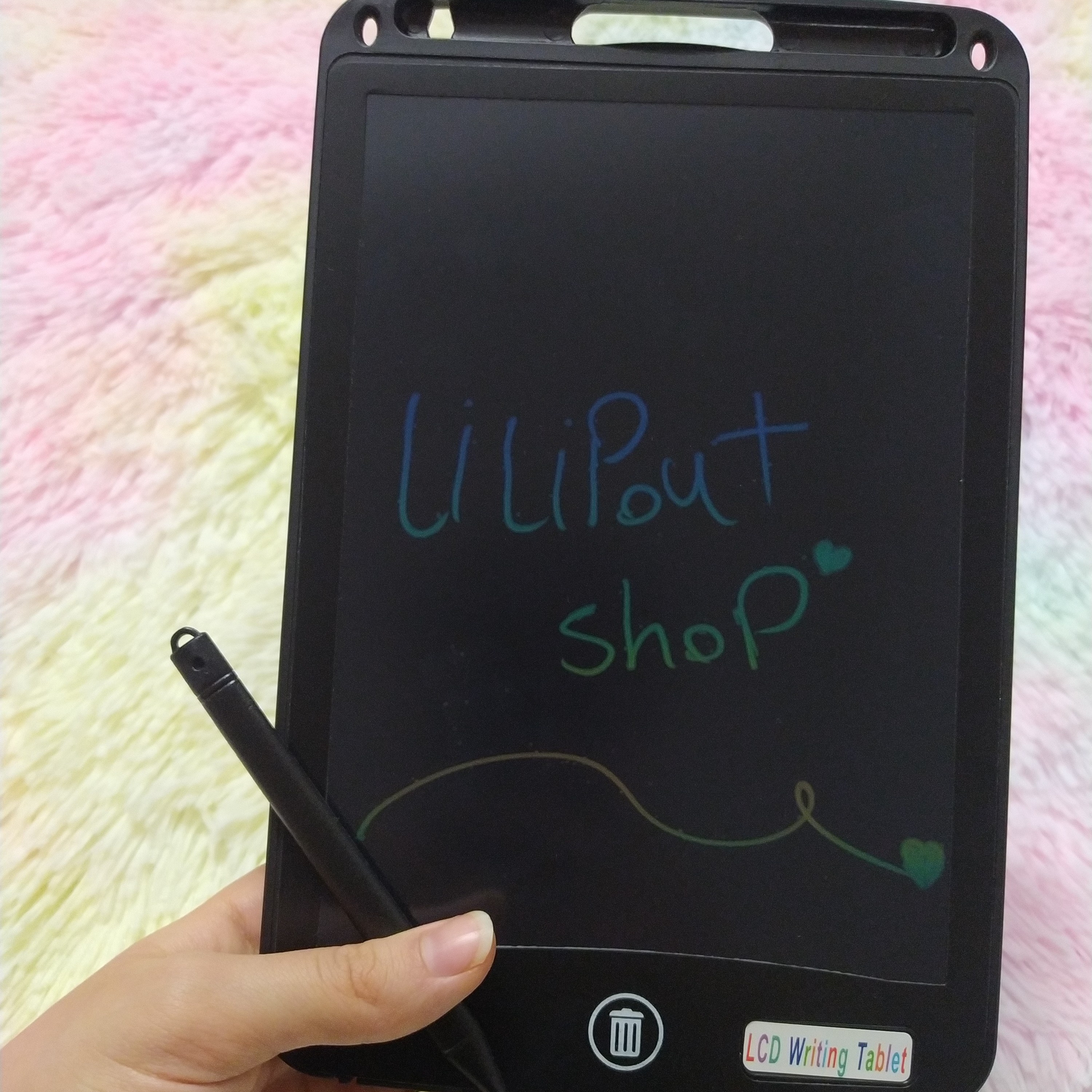 تخته هوشمند رنگ های آبی صورتی سبز. با خطِ نوشتار 7رنگ 8ونیم اینچ