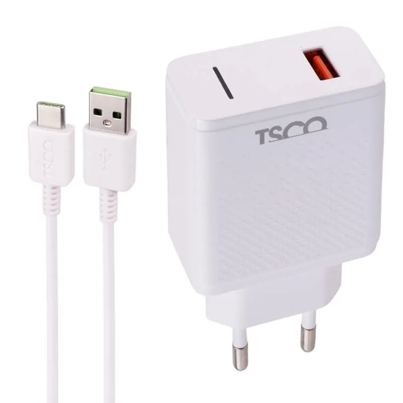 شارژر دیواری تسکو مدل شارژ TTC 64 QC3 PD 3A 18W با کابل Type-C