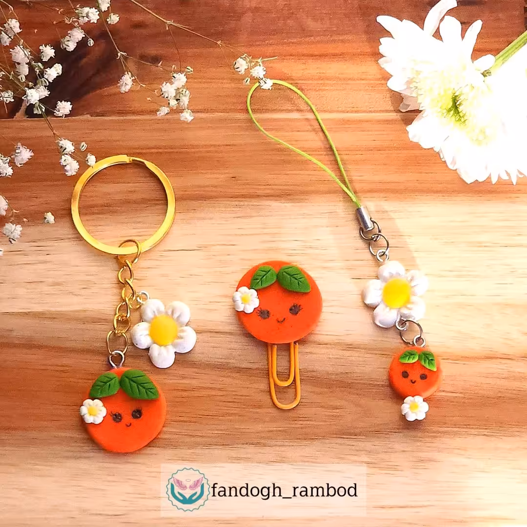 ست جا کلیدی و آویز و گیره کاغذ  پرتقال خمیر نشکن ضد آب