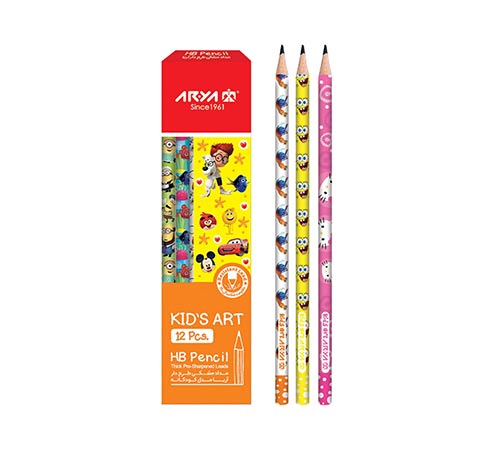 مداد مشکی فانتزی طرح دار آریا بسته 12 عددی مدل 3039
