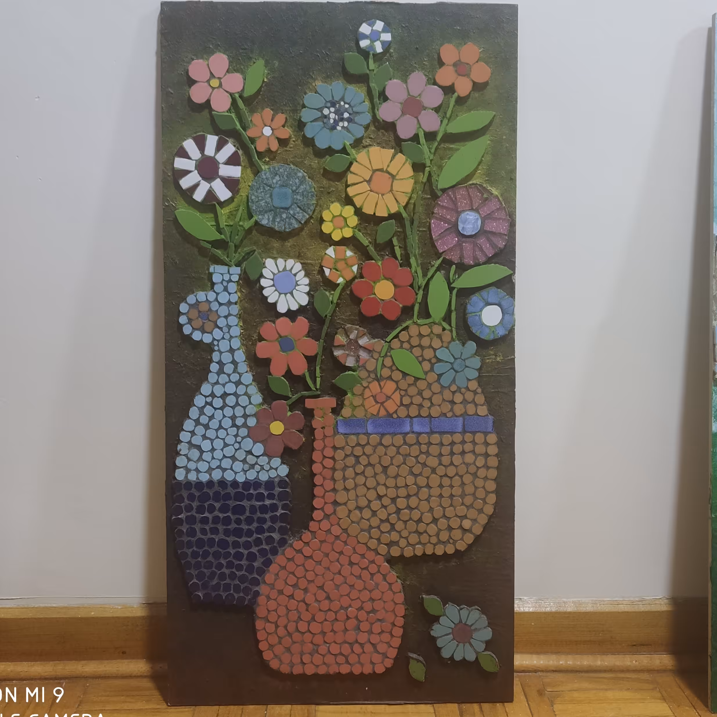 تابلوی کاشی معرق گل و گلدان 35 در 70