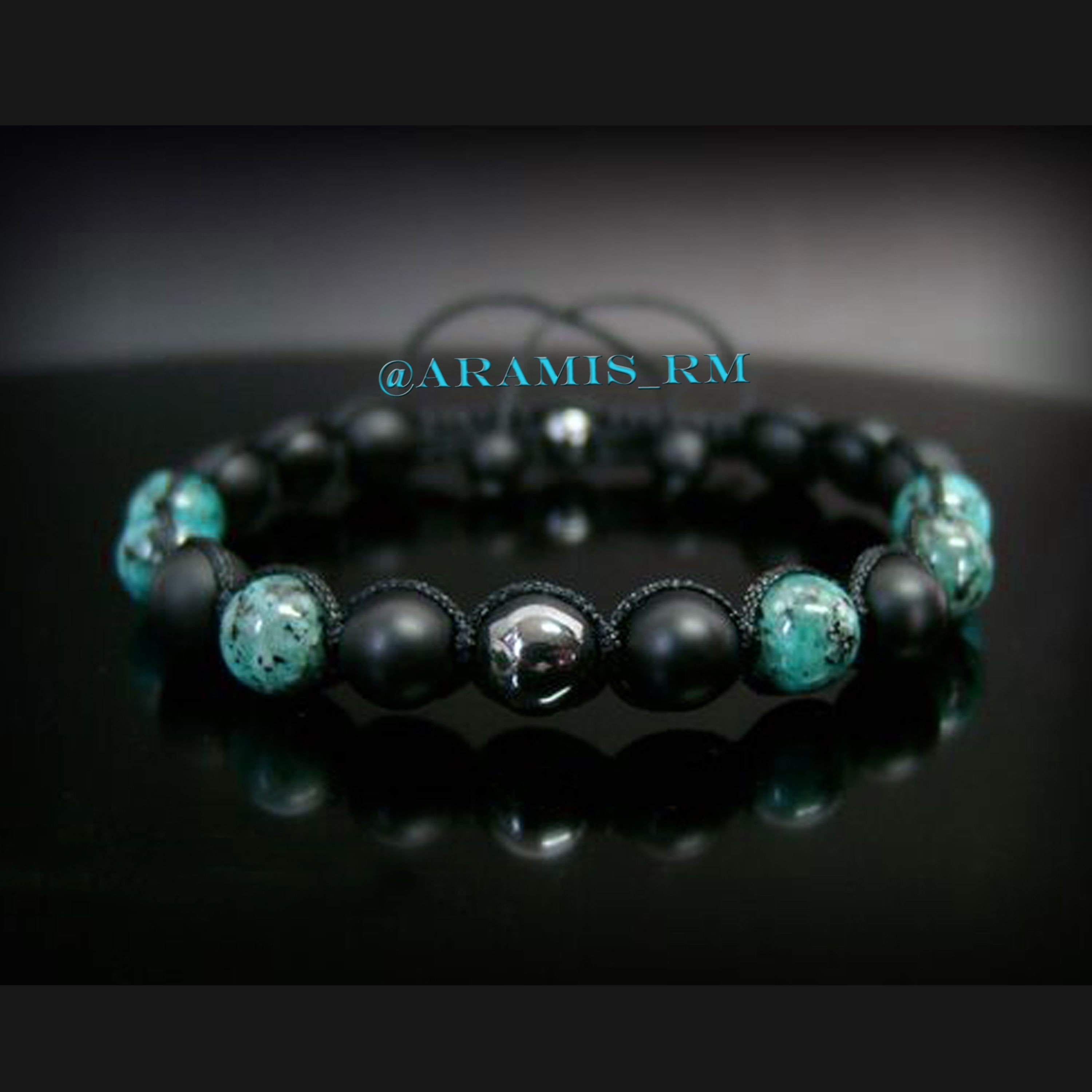 دستبند سنگ اونیکس و جاسپر کیوی