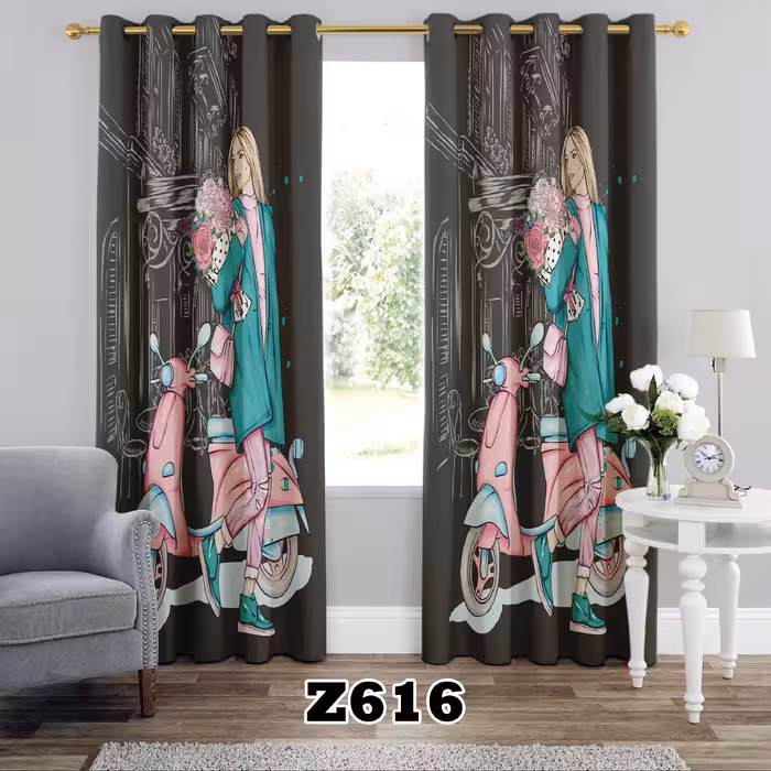 پرده اتاق خواب چاپی طرح دخترانه کد Z616 تک قواره ارتفاع 300 عرض 140 سانت
