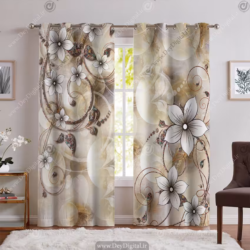 پرده پانچی طرح گل PK-6749