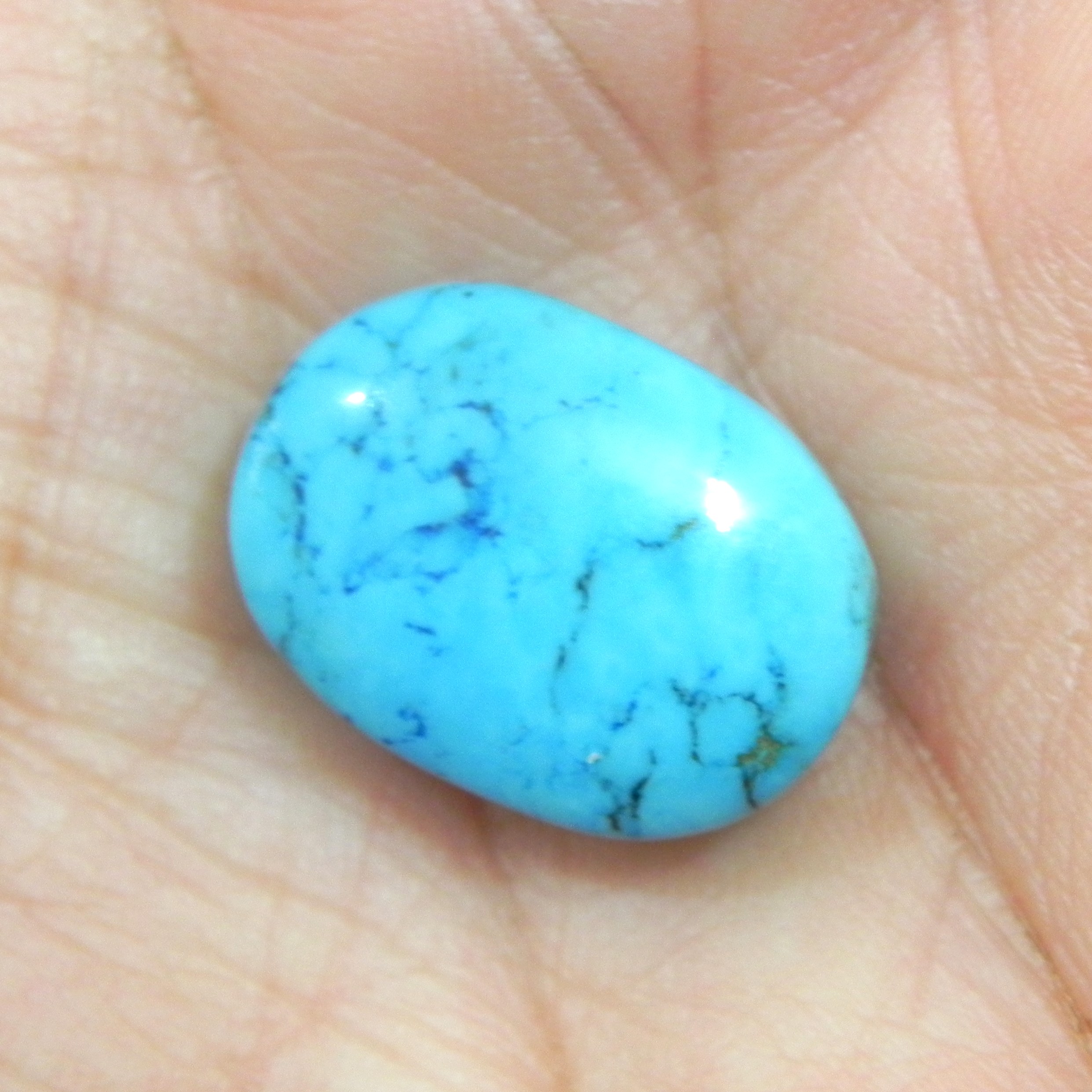 نگین فیروزه آبی  اصل معدنی تراش بیضی انگشتری کد13