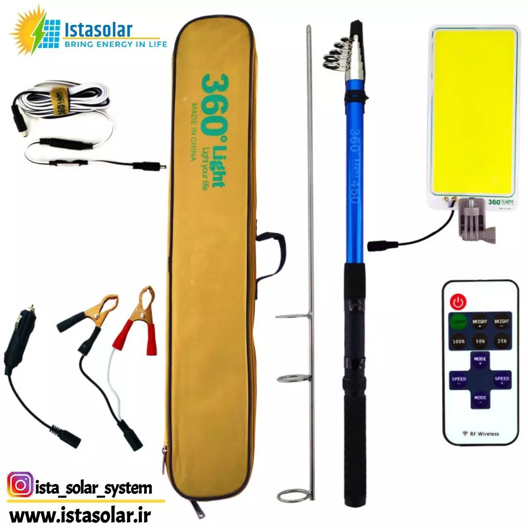 چراغ کمپینگ لنسری کیف دار قابل اتصال به باتری خودرو 