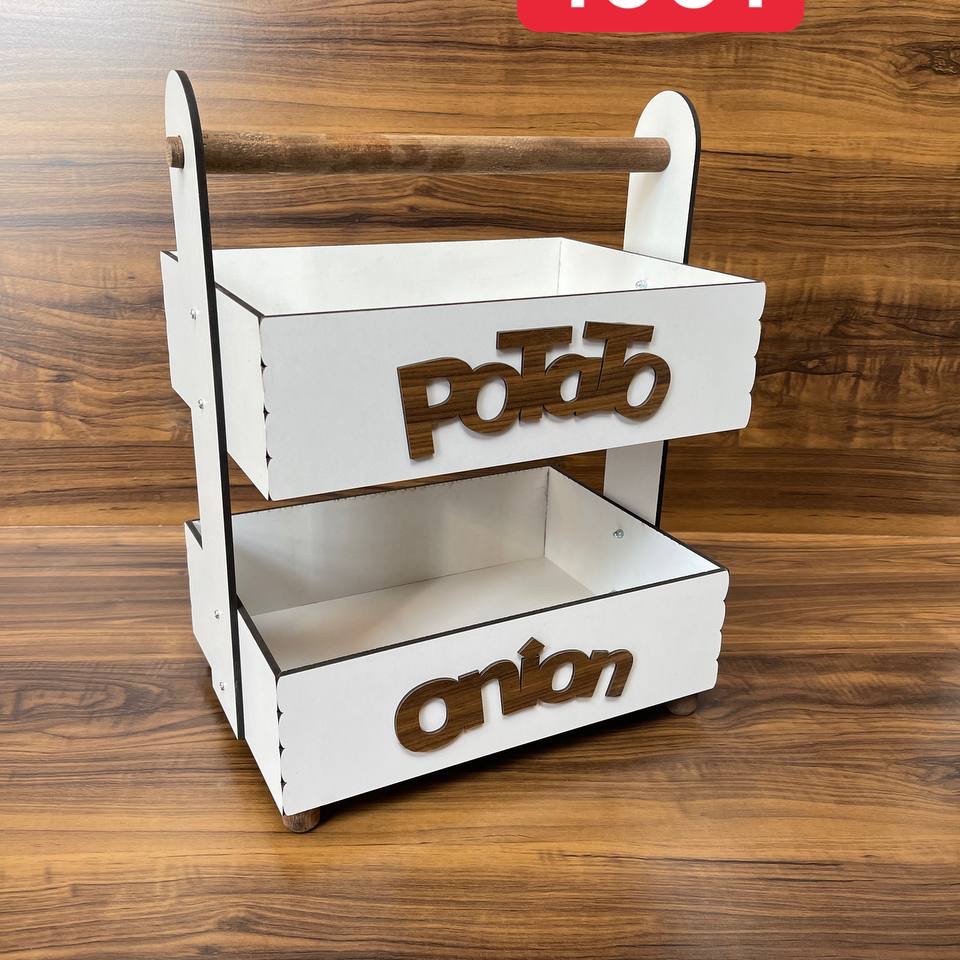 جا پیازی دو طبقه دسته دار فرزاد در دورنگ سفید و قهوه ای