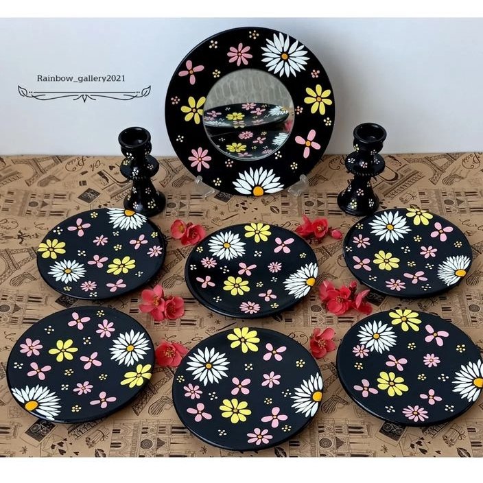 هفت سین سفال طرح گل بابونه