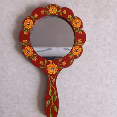 آینه دستی چوبی نقاشی شده