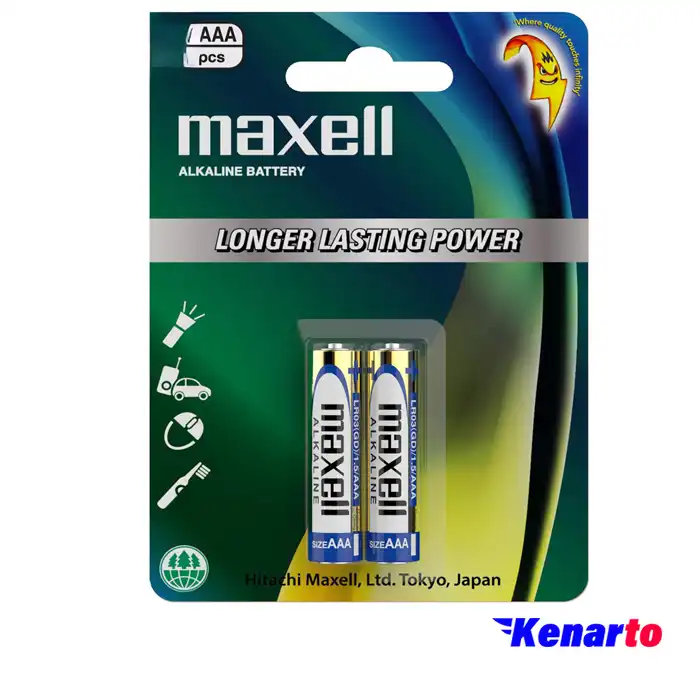 باتری نیم قلمی آلکالاین مکسل مدل LR03 بسته 2 عددی