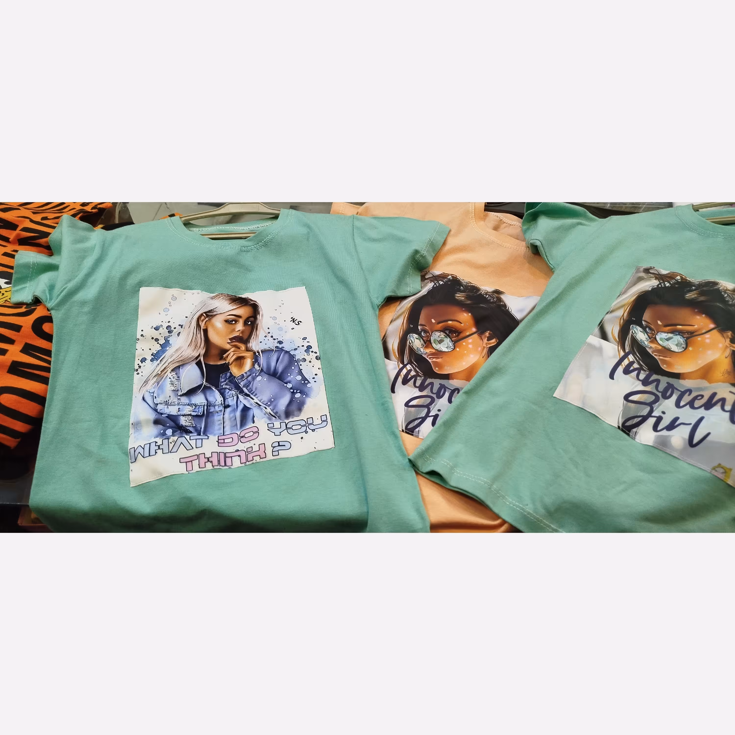 تیشرت در رنگ و طرح های مختلف سایز نوجوان رنگ بندی و طرح بندی فری سایز