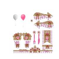 مجموعه 160 عددی تم تولد طرح تدی دخترانه مدل Teddy