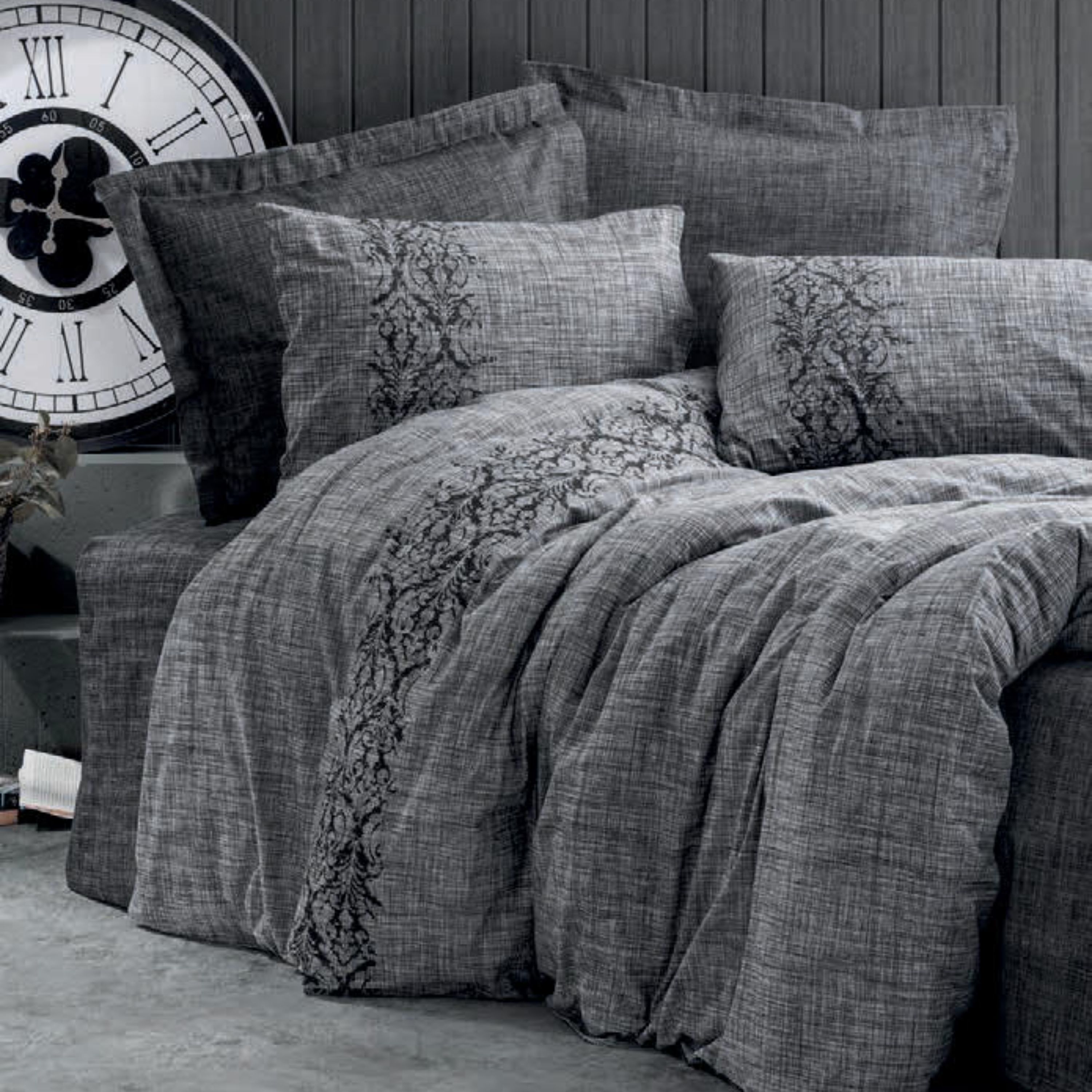 ست ملحفه کاتن باکس مدل Plain Sooty Gri دو نفره 4 تکه