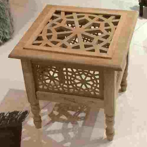 میز چوبی مشبک عسلی خام