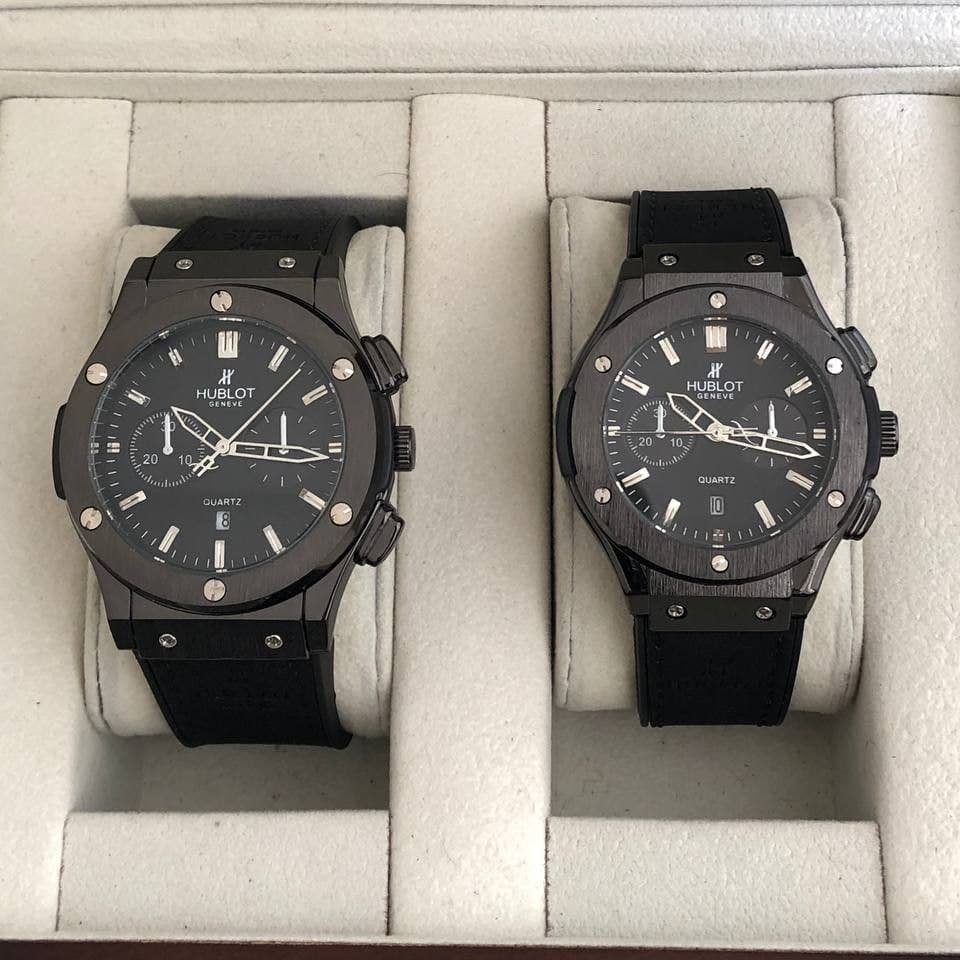 ست ساعت هابلوت بندمشکی صفحه سفید قاب مشکی