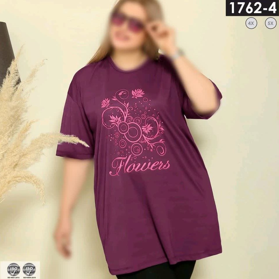 لباس مجلسی سایز بزرگ تونیک طرح گل بیگ سایز 44 تا 60