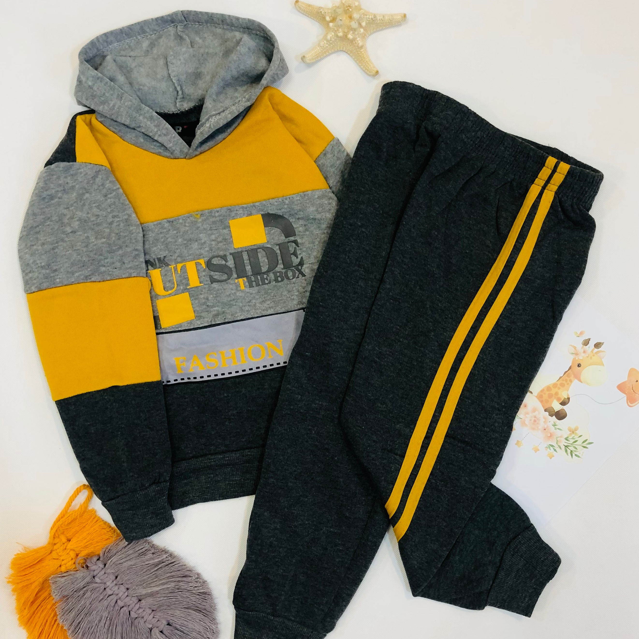 هودی شلوار پسرانه تک رنگ داخل کرکی