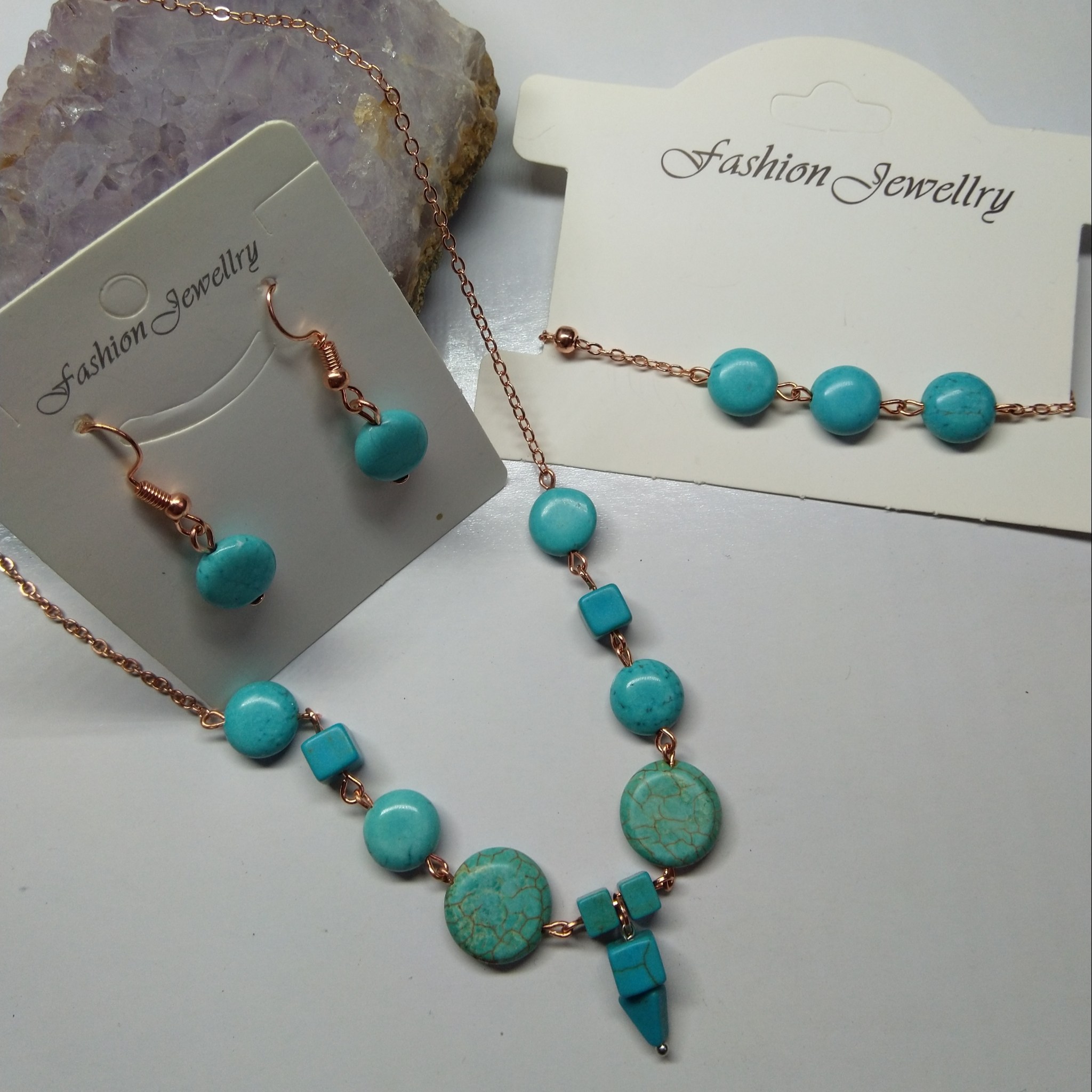 ست سنگ طبیعی فیروزه و مس