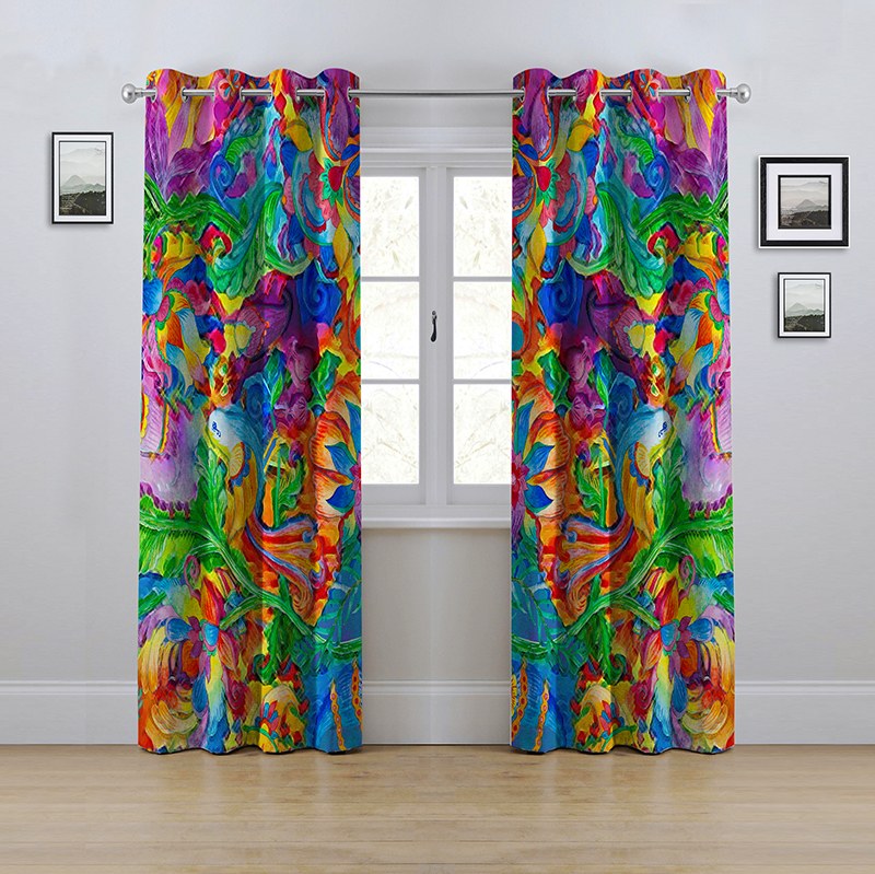 پرده پانچی مدل آبرنگی رنگی ابعاد ارتفاع280در عرض145