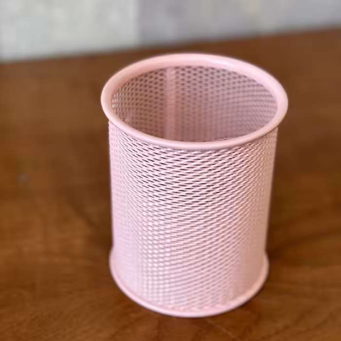 جاقلم جاخودکار رنگی توری فلزی رومیزی - صورتی