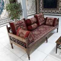 پشتی شاه نشین مخمل و ترمه 7 تکه رنگ قرمز کد 2