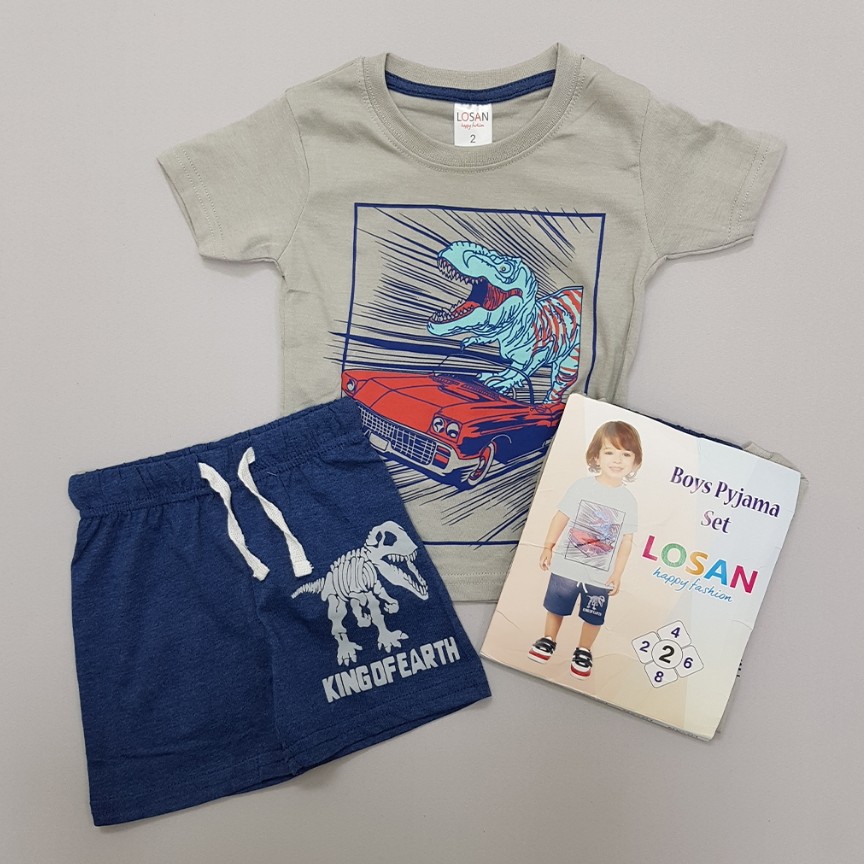 ست تیشرت و شلوارک پسرانه طرح دایناسوری وارداتی