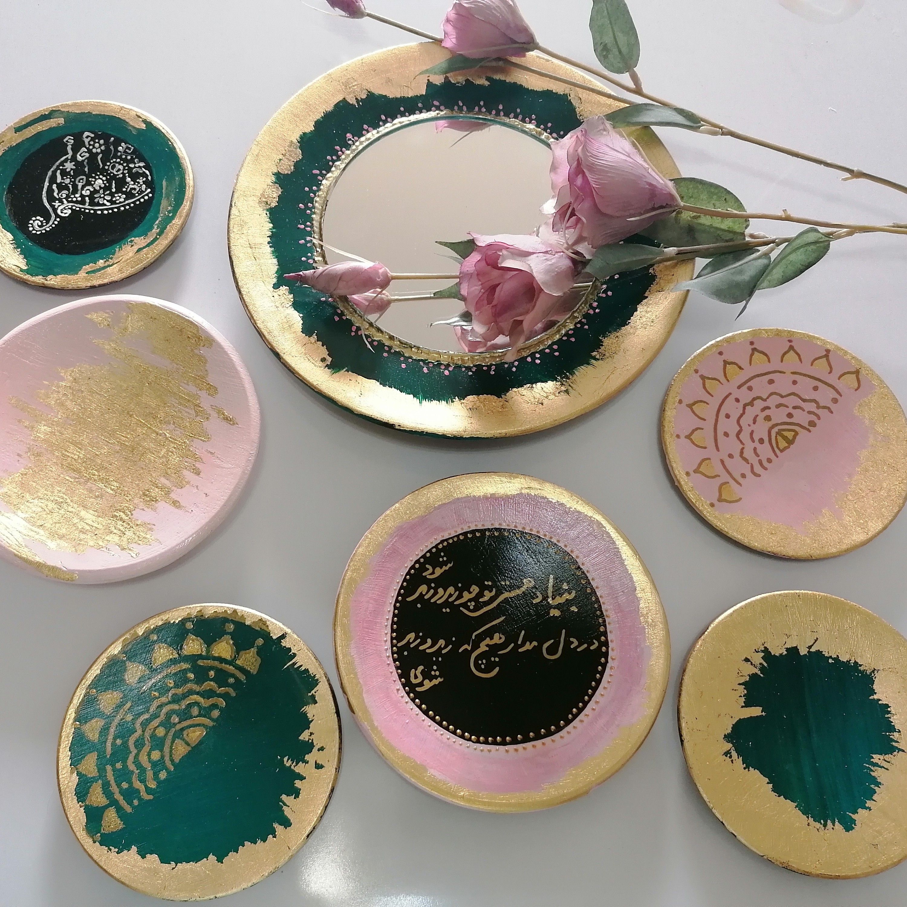 ست دیوارکوب هفت سین جدید 1402 سفالی نقاشی شده بادست ضد آب طرح خاص