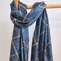 شال طرحدار  نخی بافت کجراه 