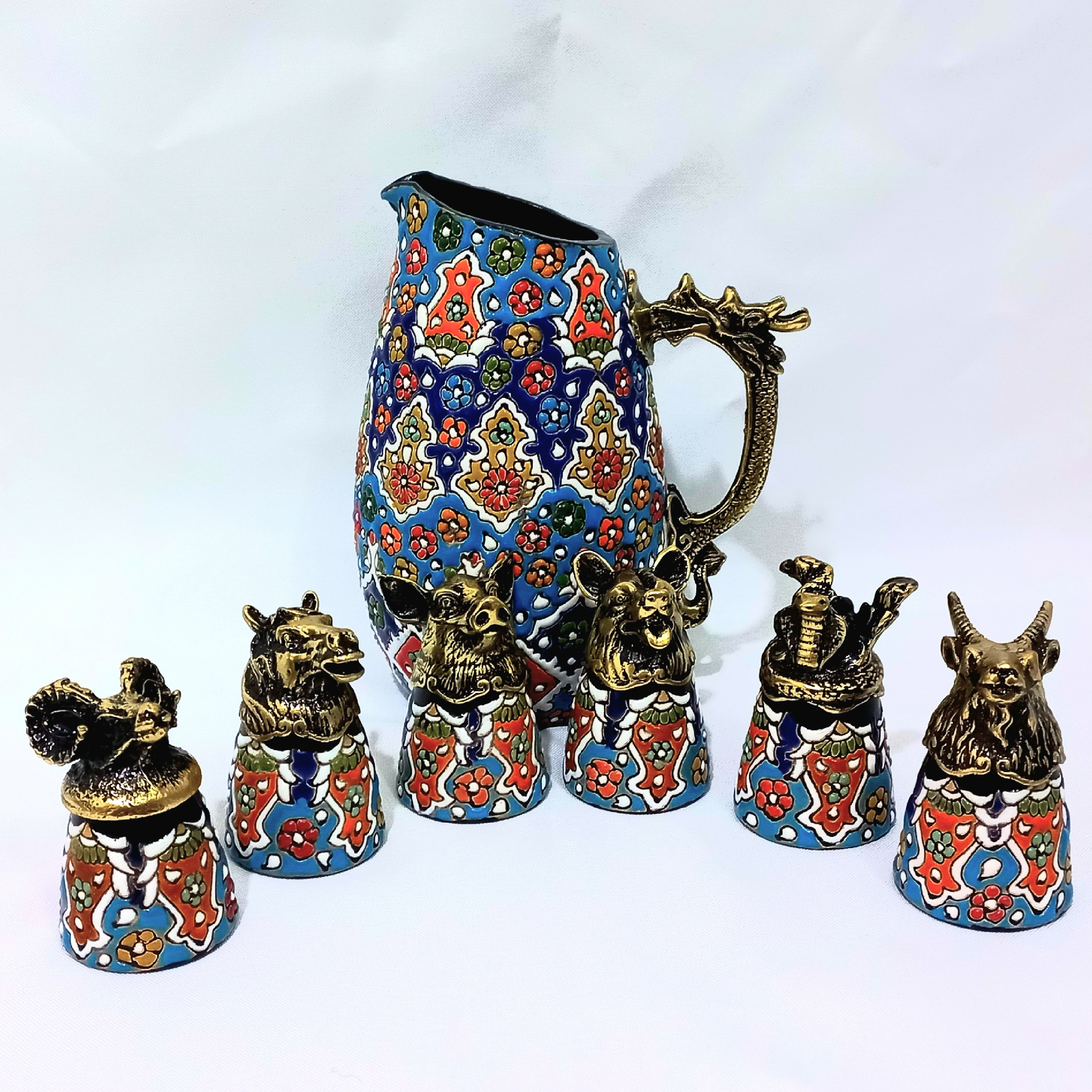 شات حیوان6عددی(برنز )به همراه پارچ
