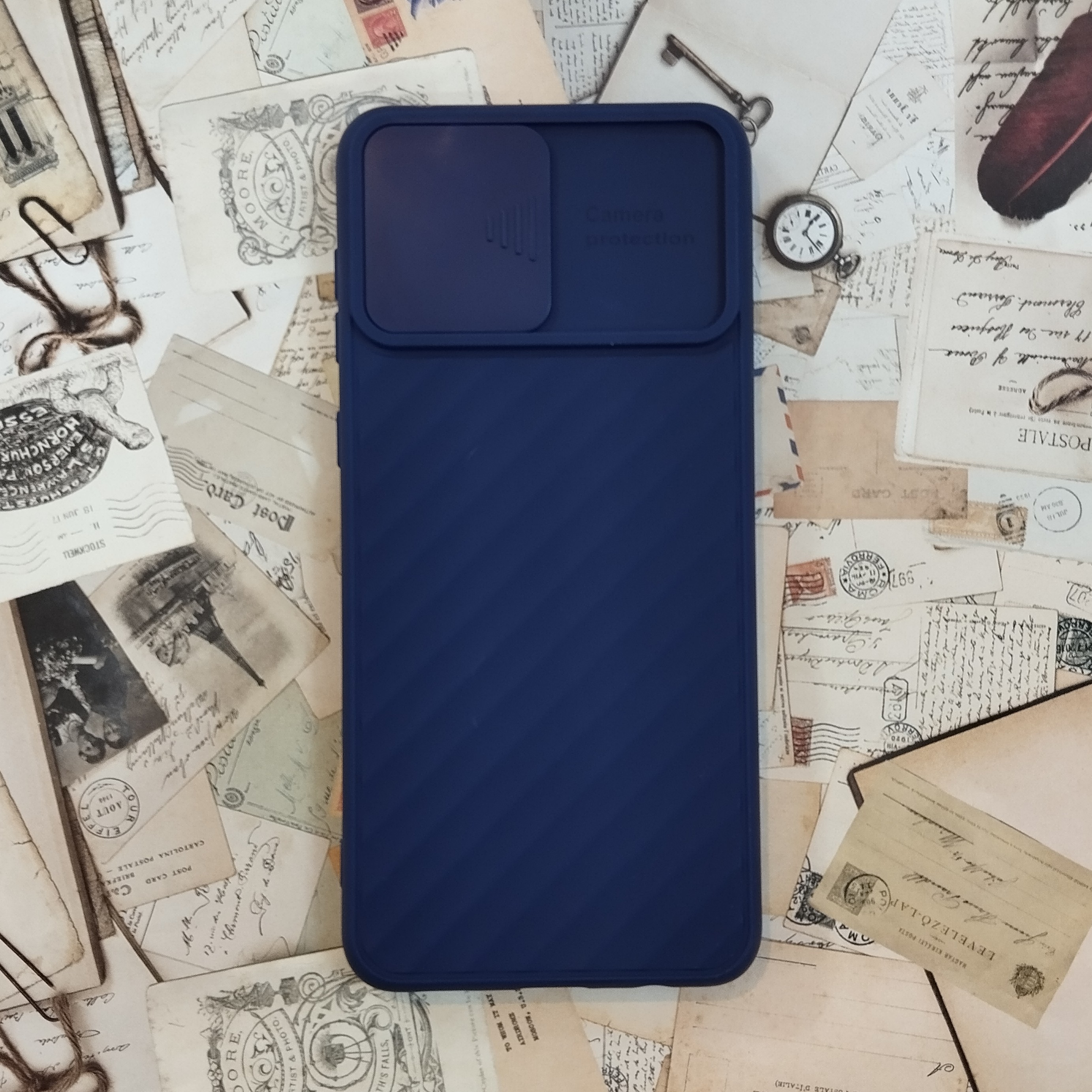 قاب - گارد - کاور کشویی ژله ای محافظ لنز  رنگ سرمه ای مناسب برای سامسونگ Galaxy A02 - A022 - M02