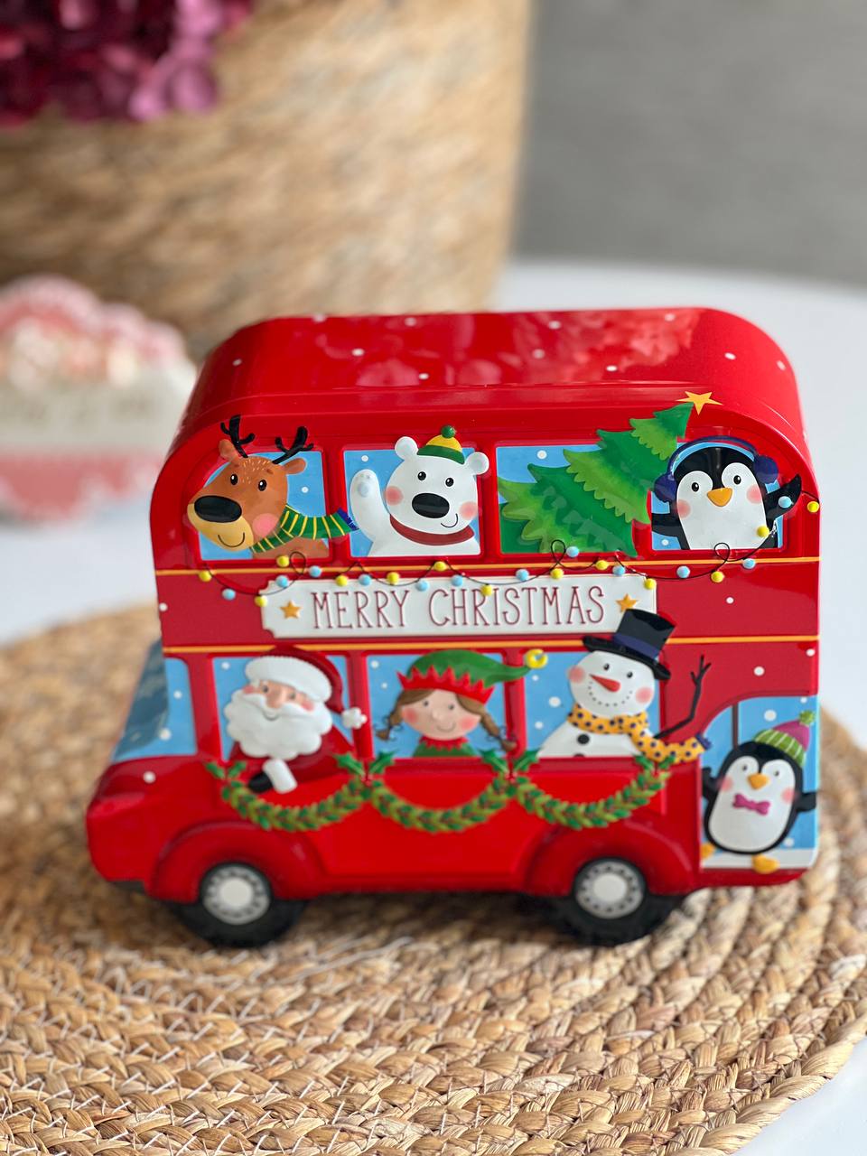 قوطی فلزی کریسمسی طرح اتوبوس کد 4282