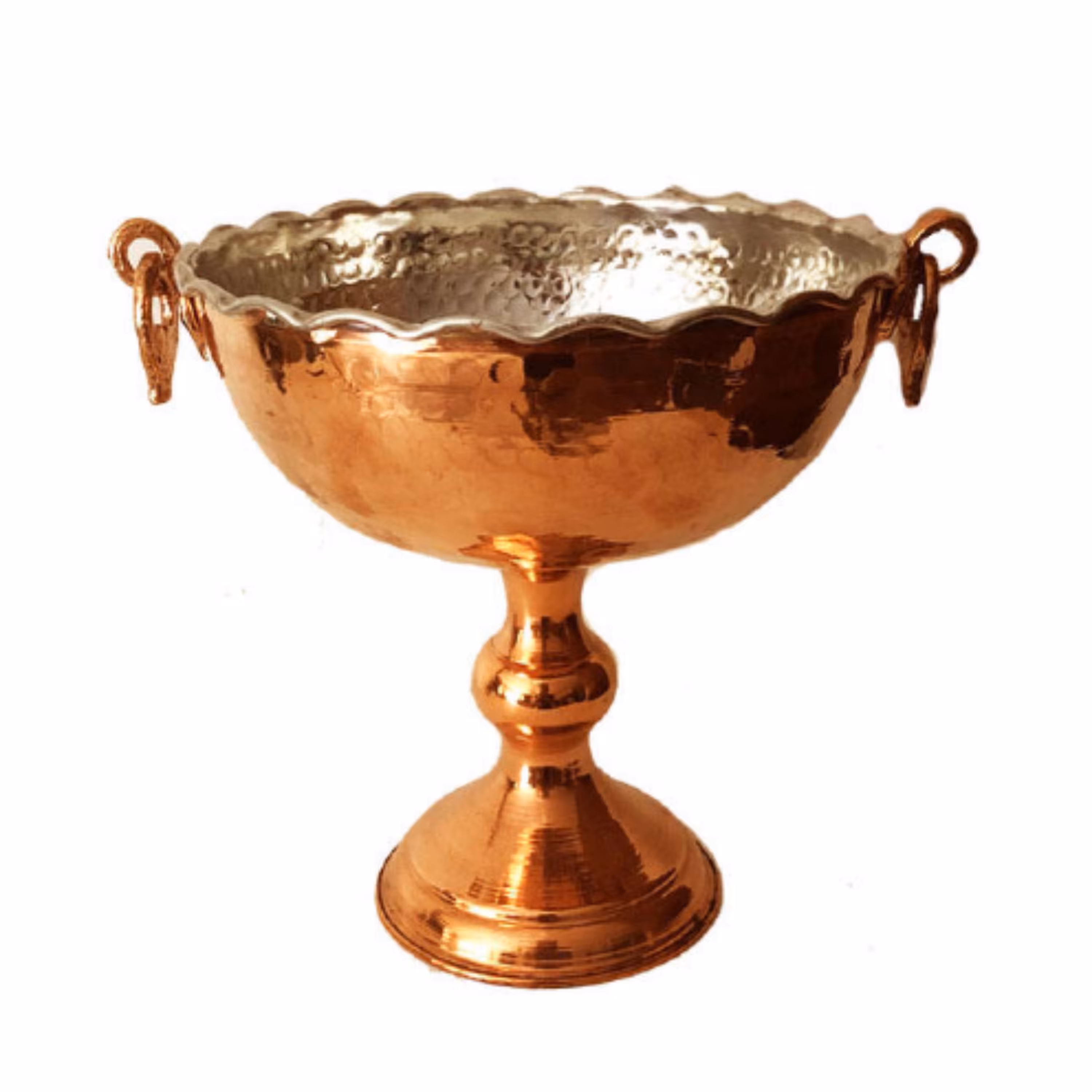 کاسه مسی تک پایه گوشواره دار سایز یک کد zh224-1