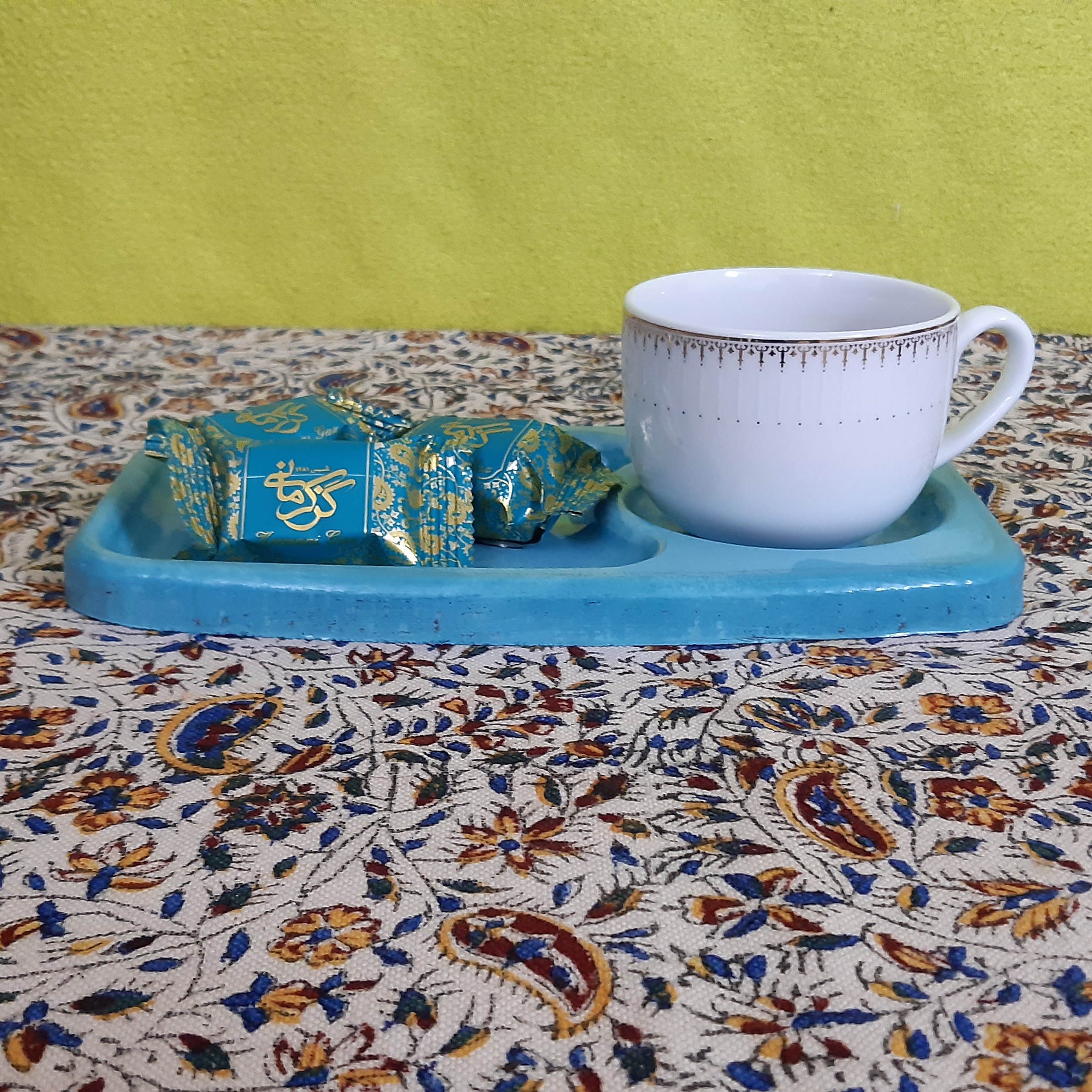 سینی سرو (پذیرایی ) تک نفره پلیمری (سنگ مصنوعی ) رنگ خاص فیروزه ای با روکش نانو