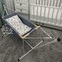 ننو گهواره سنتی آسایش نوزاد مدل طوسی با تشک رنگین کمان