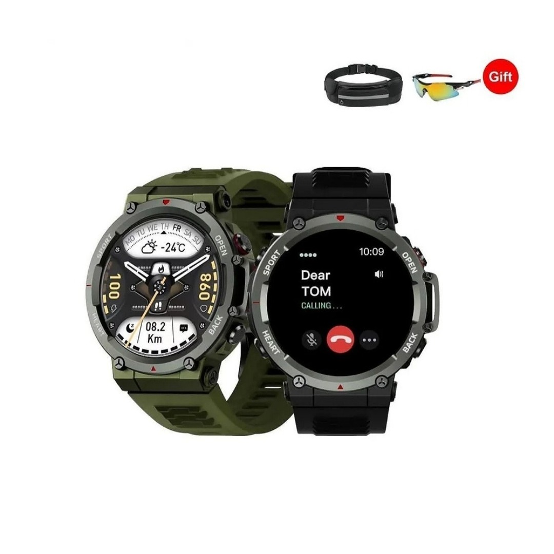 ساعت هوشمند مدل rw 24شامل عینک ورزشی  چراغ حرفه ای سری و ساعت گرد برند هاینو تکو  قیمت 2150000 تومان فروش به صورت تک و ع