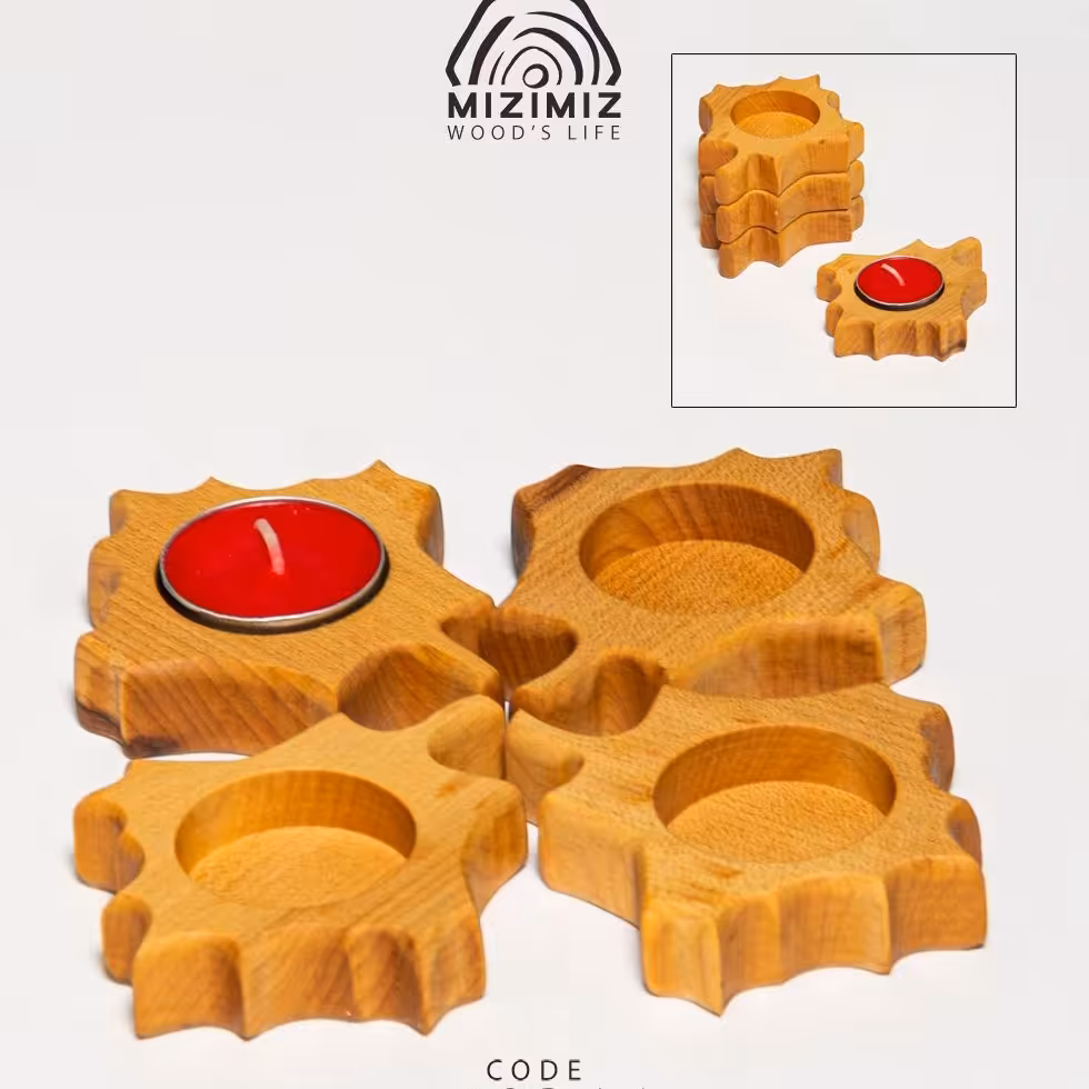 جا شمعی چهارتایی طرح برگ با 4 تا شمع